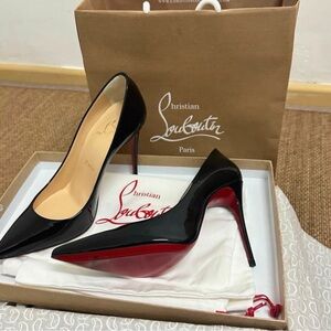 Christian Louboutin Glossy Black Heels with Signature Red Soles